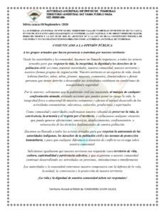 COMUNICADO A LA OPINIÓN PÚBLICA: El Territorio Ancestral de Tumburao exige respeto a la vida y a su autonomía